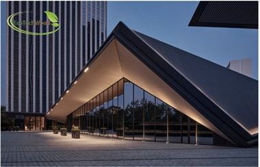 Το νέο ορόσημο του Tianfu "Blue Cartier Center"---Προσδιορισμένη επωνυμία πάνελ τοίχου EcoTechWood